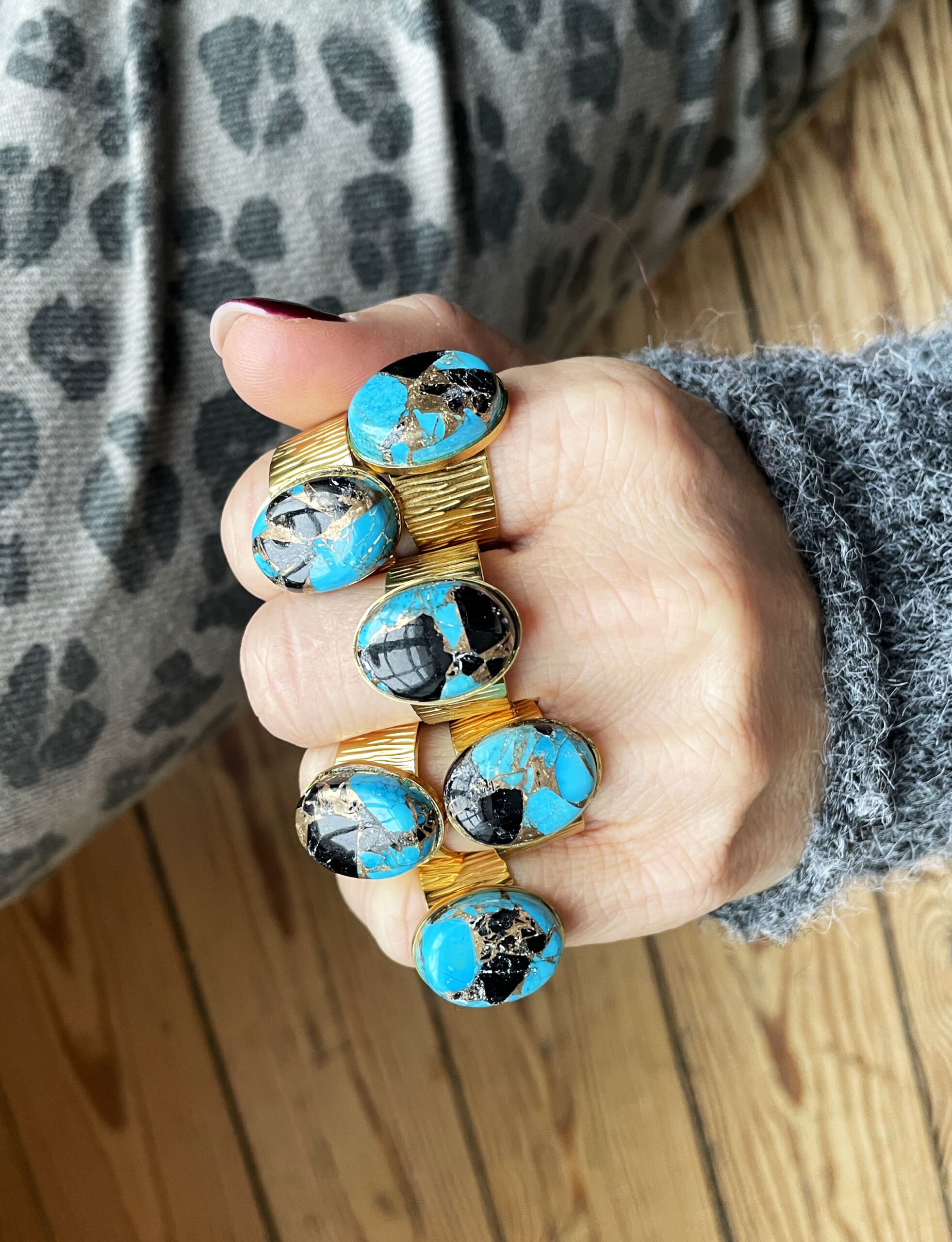 Bague ARIANA turquoise/noire – Image 3