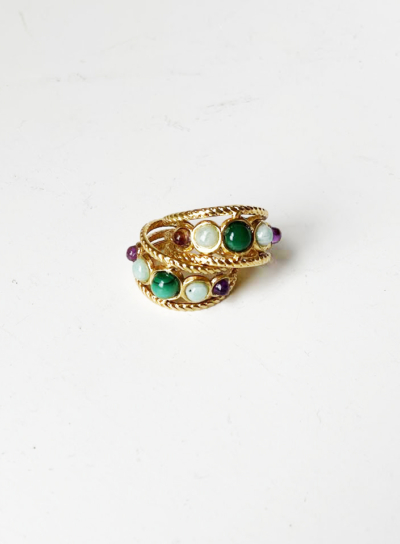 Bague SATURNE verte / mauve – Image 2