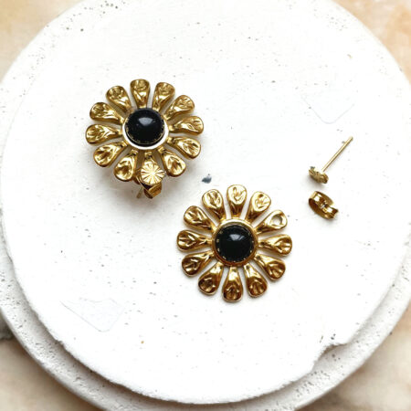 Boucles d'oreille ROSE noires