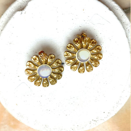 Boucles d'oreille ROSE opale