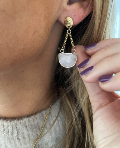 Boucles d'oreille ARTEMIS quartz rose – Image 2