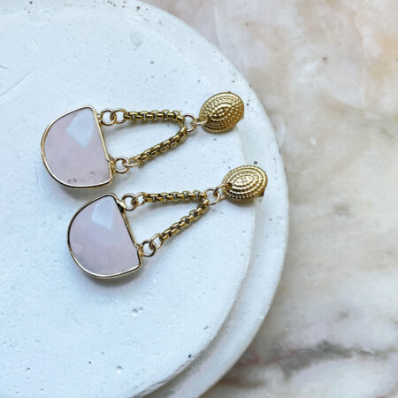 Boucles d'oreille ARTEMIS quartz rose