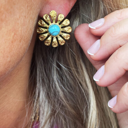 Boucles d'oreille ROSE turquoise