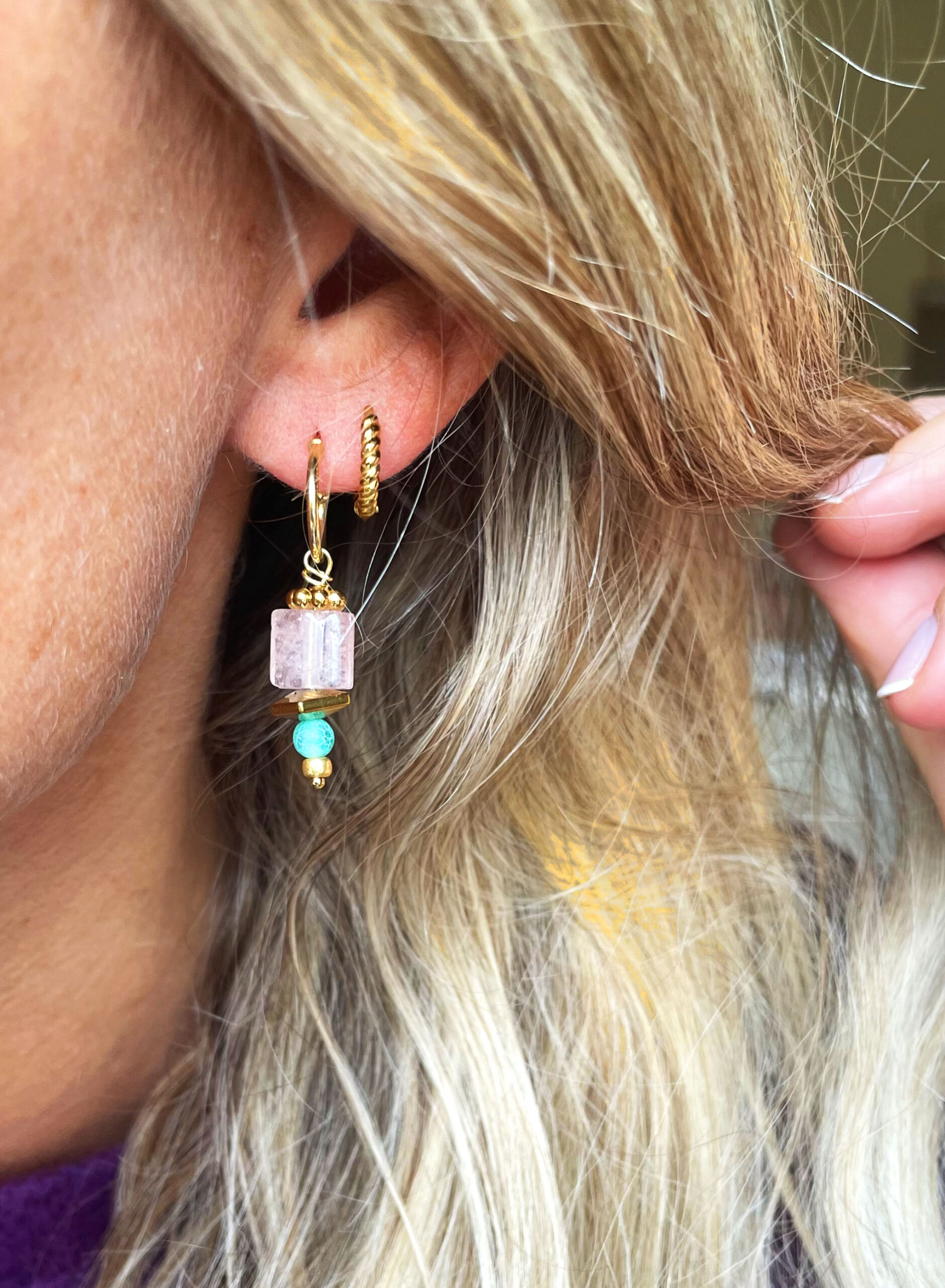 Boucles d'oreille SELENE rose – Image 2