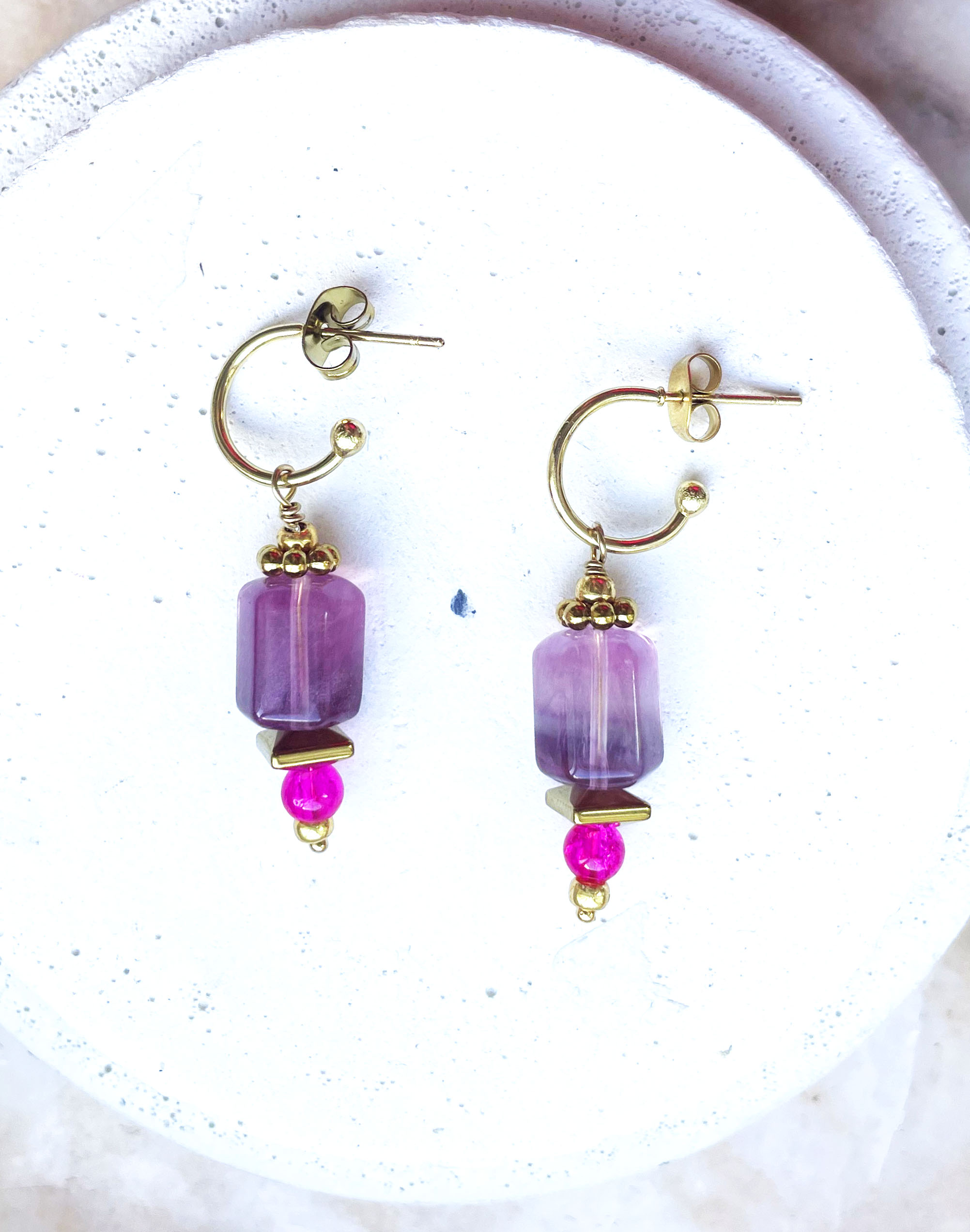 Boucles d'oreille SELENE mauve – Image 2
