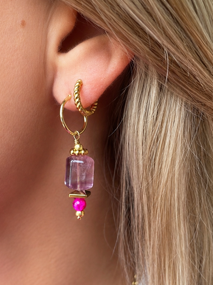 Boucles d'oreille SELENE mauve