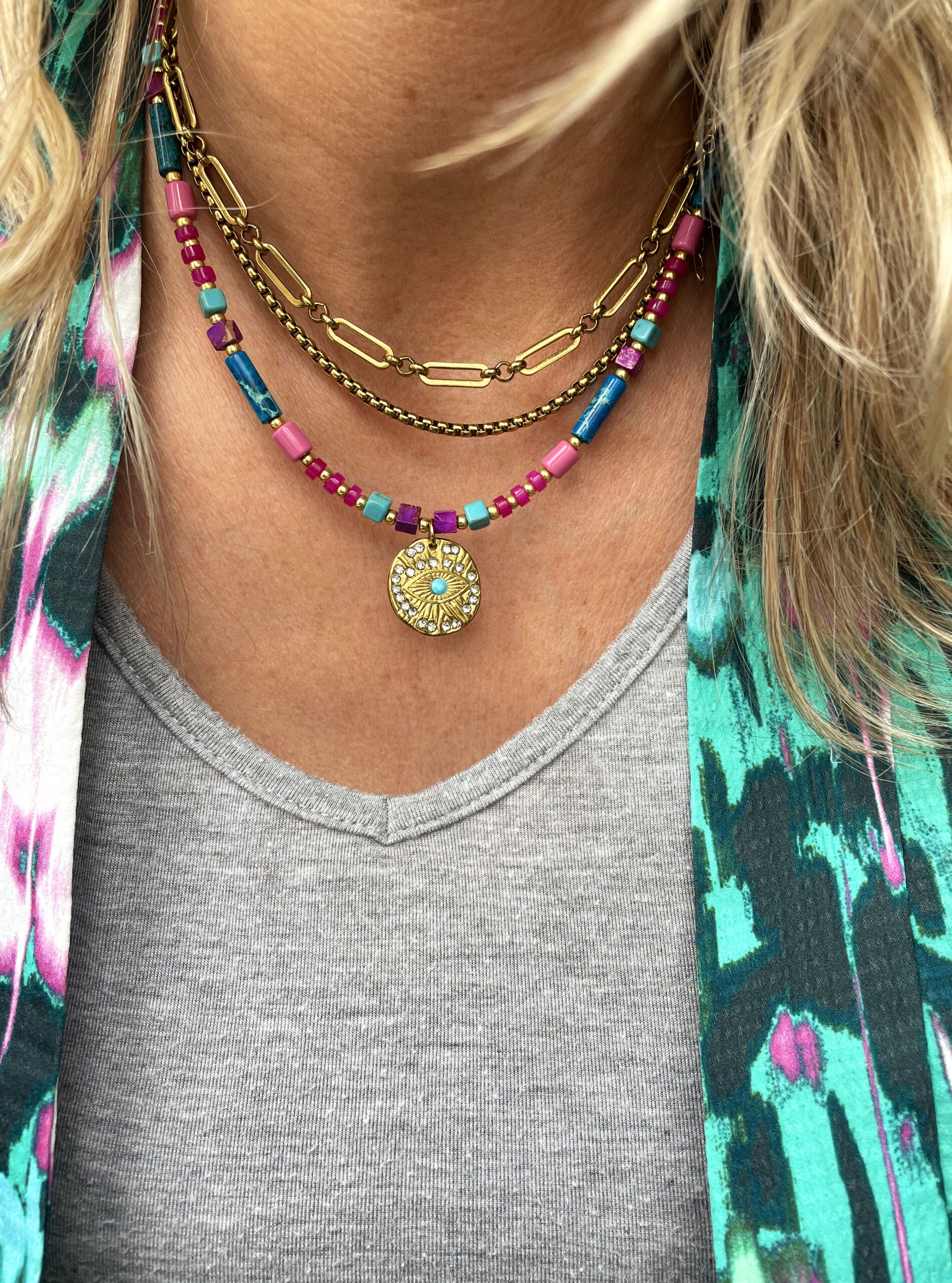 Collier ANEMONE rose