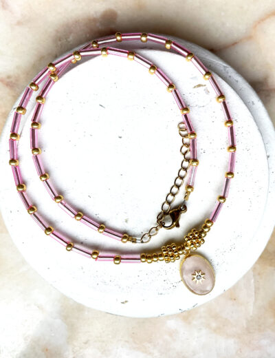 Collier PASCALINE quartz rose – Image 2