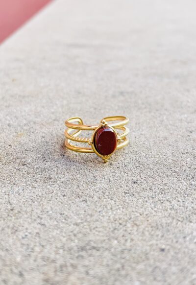 Bague AMIRA jaspe rouge
