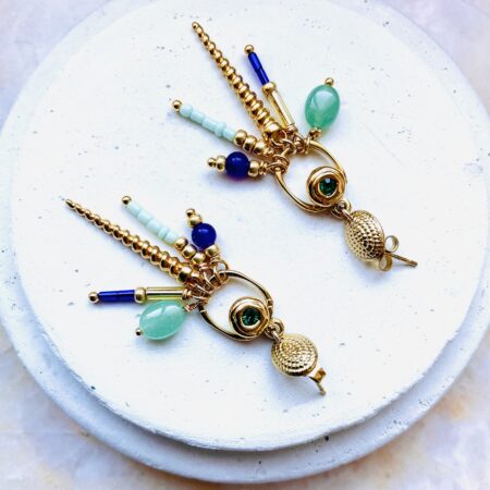 Boucles d’oreille ARIELLE vert/indigo