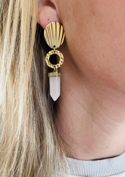Boucles d’oreille OLIVIA quartz rose
