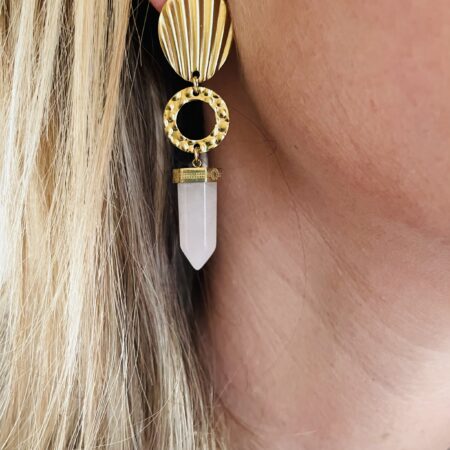 Boucles d’oreille OLIVIA quartz rose