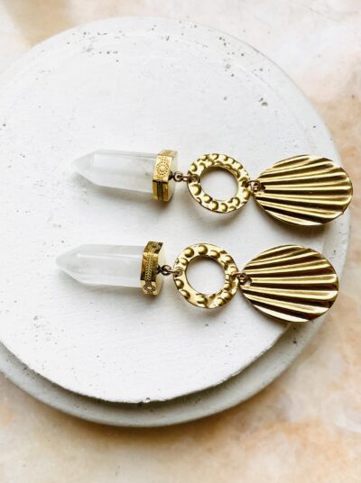 Boucles d’oreille OLIVIA cristal de roche – Image 2