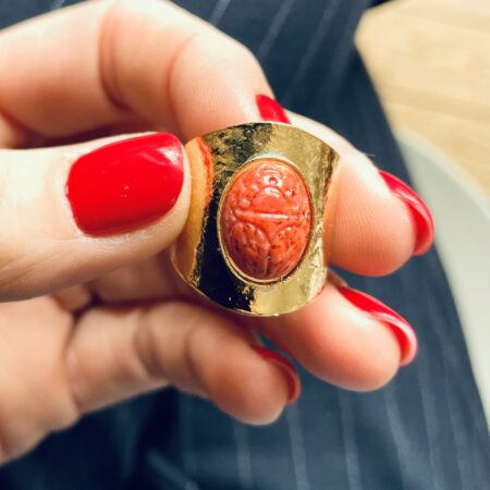 Bague SCARABEE corail