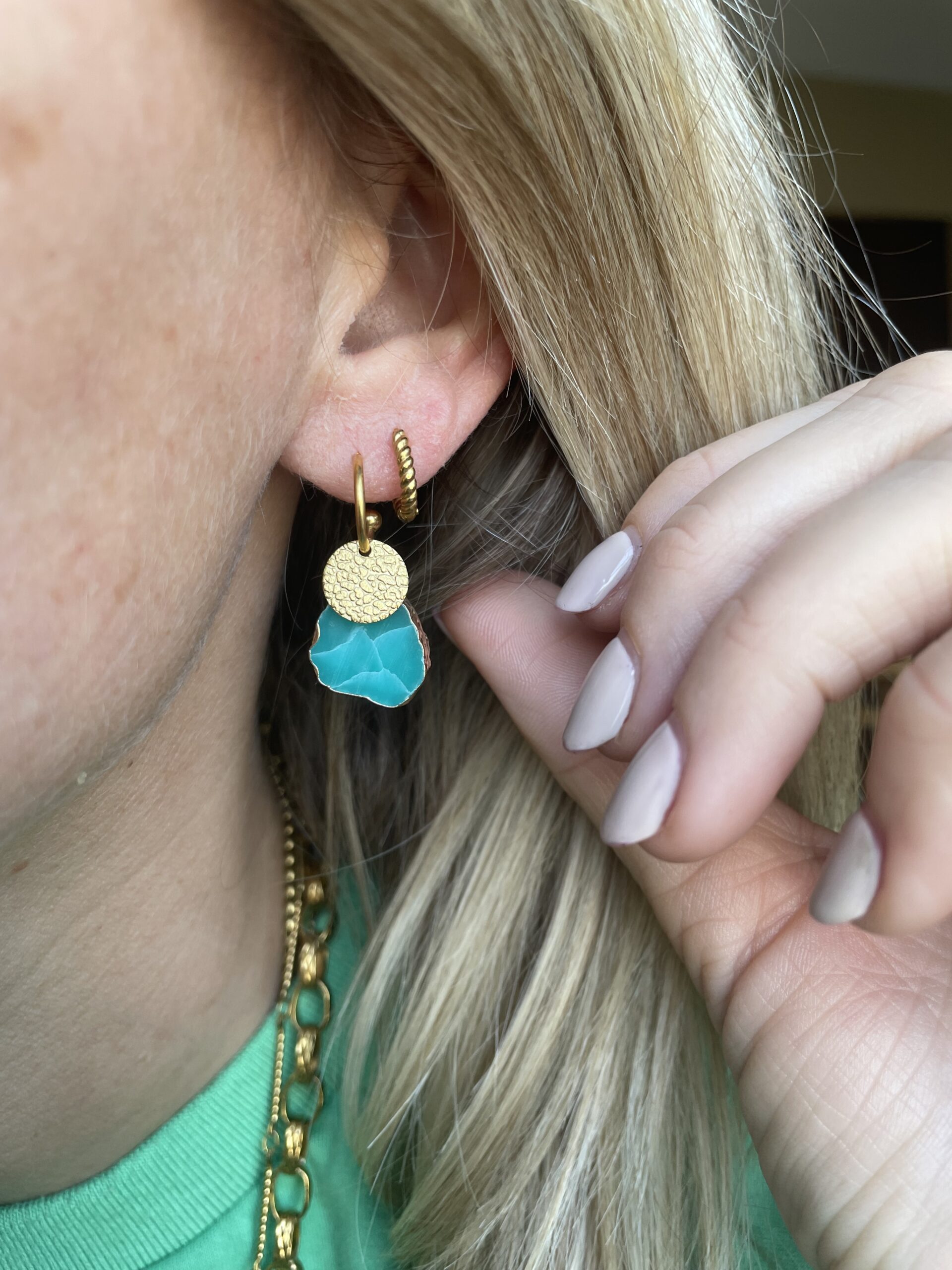 Créoles ADIXIA vert turquoise – Image 2