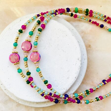 Collier OCTAVIA vert/ rose