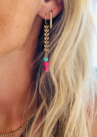 Boucles d’oreille VICTORIA vert/mauve – Image 3