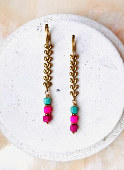Boucles d’oreille VICTORIA vert/mauve