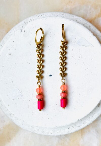Boucles d’oreille VICTORIA rose/orange