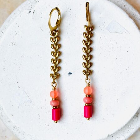 Boucles d’oreille VICTORIA rose/orange