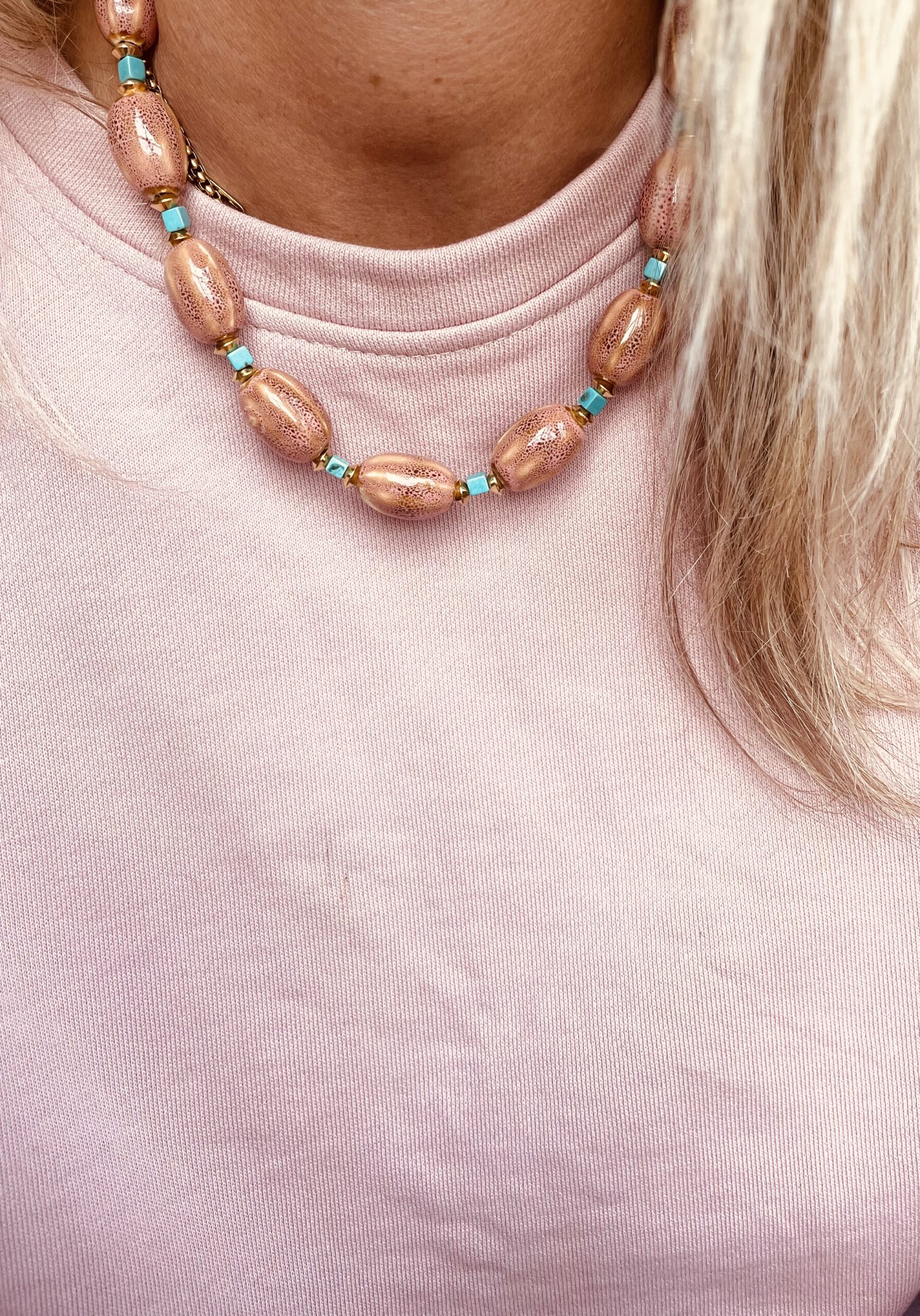 Collier AMAYA vieux rose – Image 2
