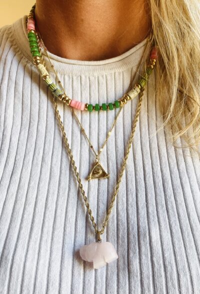 Collier OLGA vert/corail – Image 2