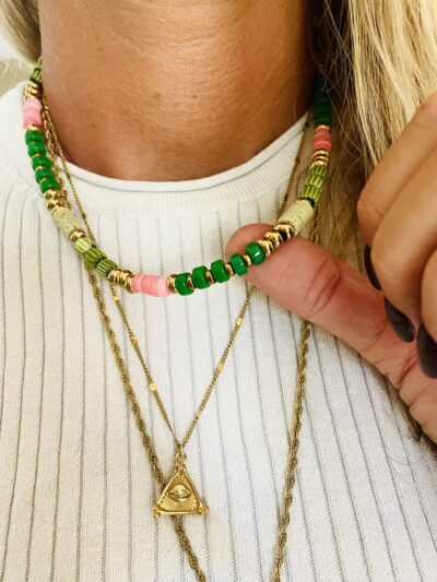 Collier OLGA vert/corail – Image 3