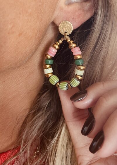 Boucles d’oreille OLGA corail/vert – Image 4
