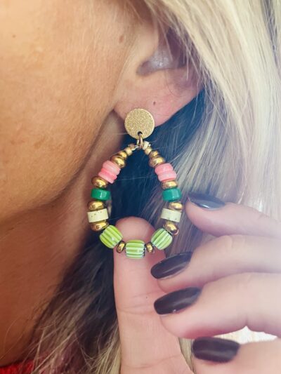 Boucles d’oreille OLGA corail/vert – Image 2