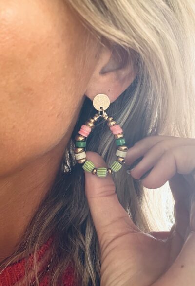 Boucles d’oreille OLGA corail/vert – Image 3