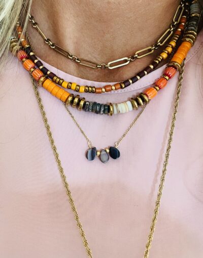 Collier OLGA chocolat/orange