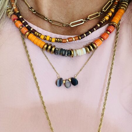 Collier OLGA chocolat/orange