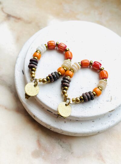 Boucles d'oreille OLGA orange/marron – Image 2