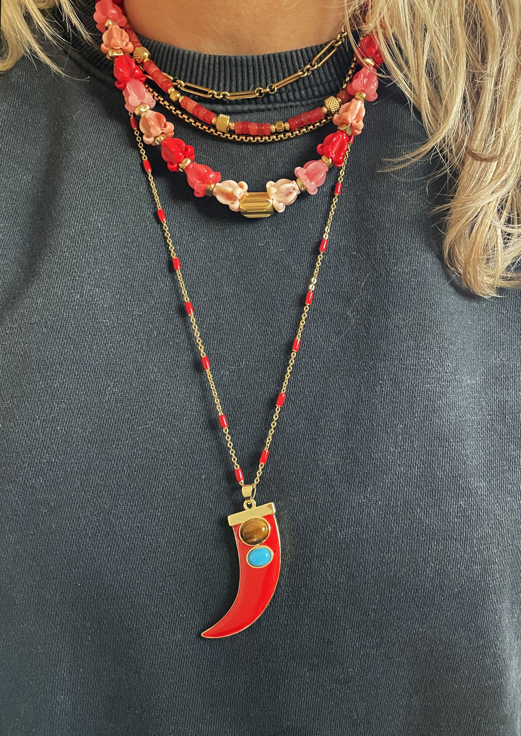 Collier LORRAINE rouge – Image 3