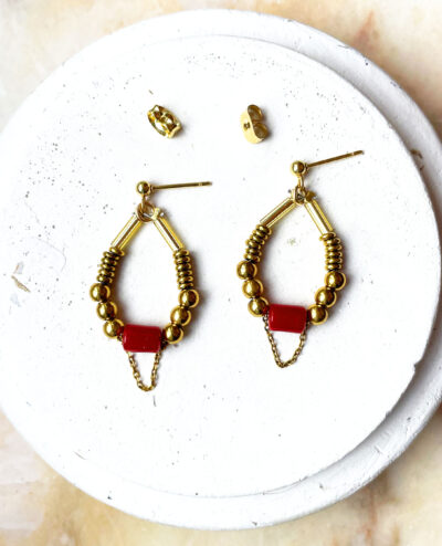 Boucles d'oreille PAULINA bordeaux – Image 2