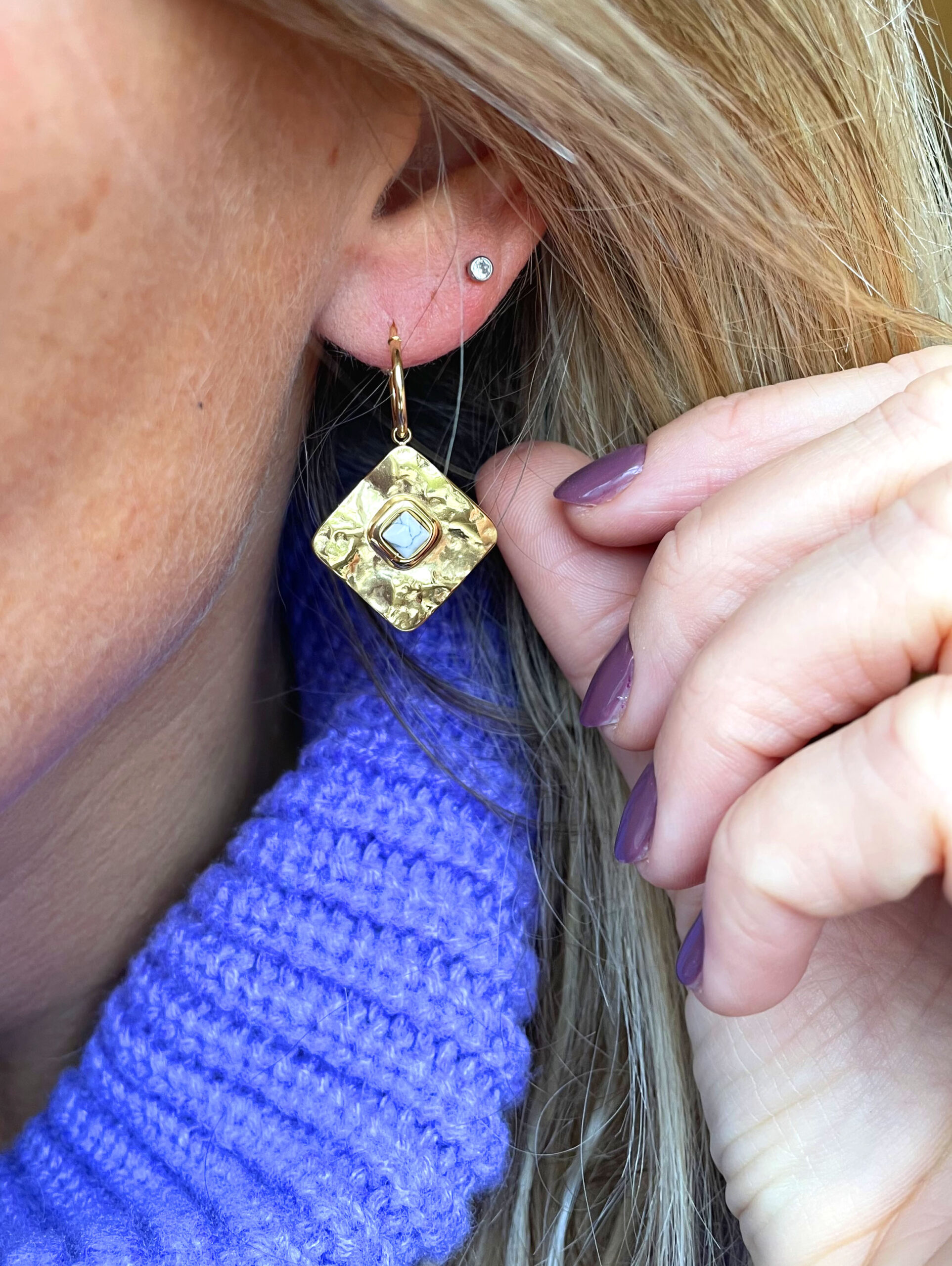 Créoles ROSALIE blanches – Image 3