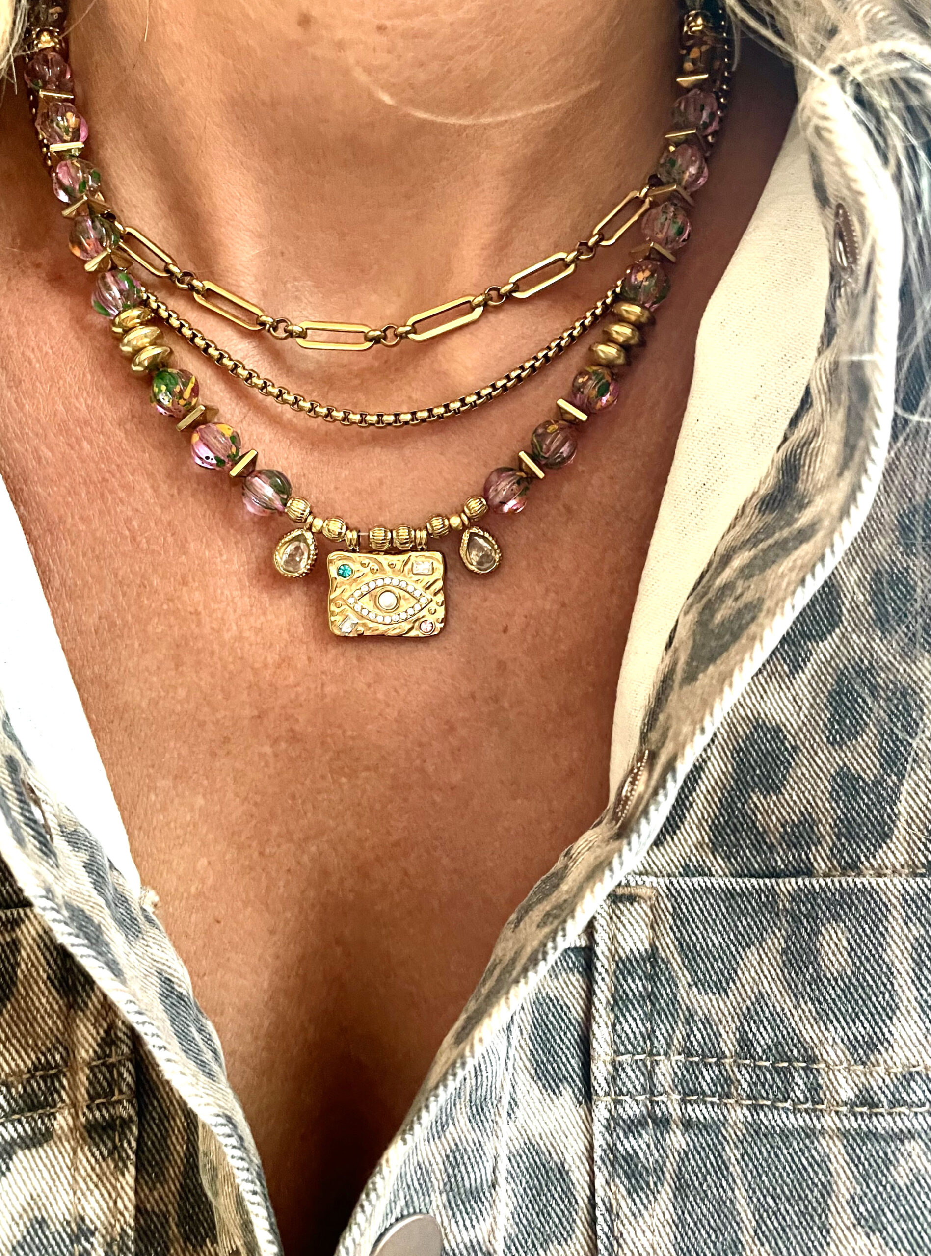 Collier AMBRE rose