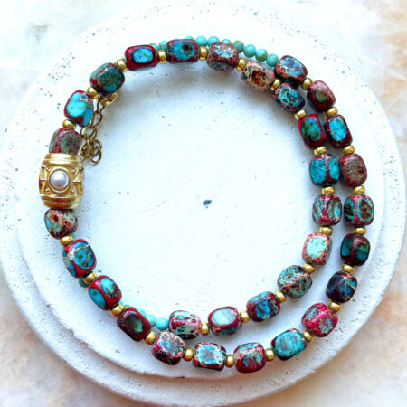 Collier GLORIA rouge/turquoise