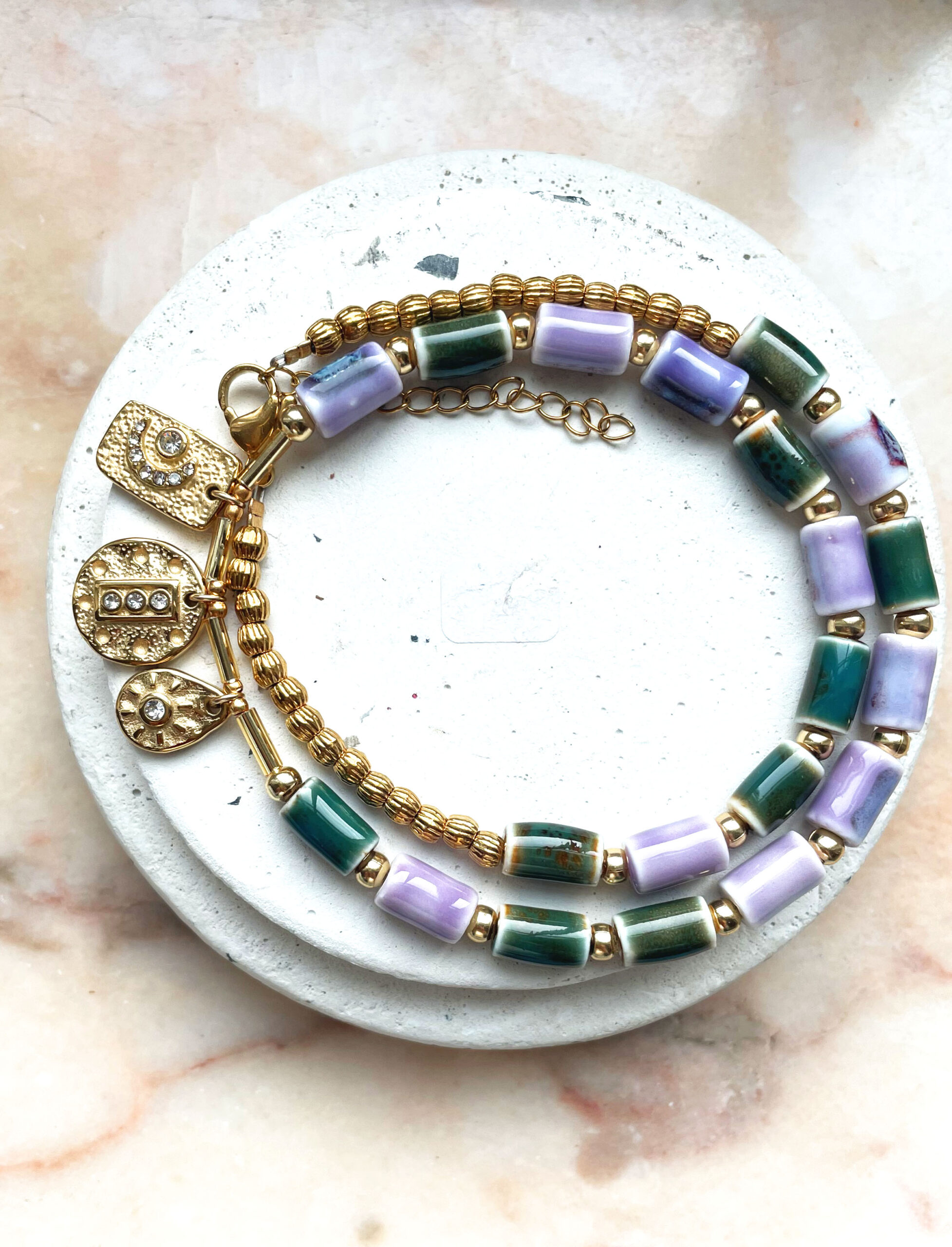 Collier SONGE violet vert